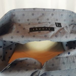 Theory Shirt XL Gray W Faded Dot Design Btn Dn